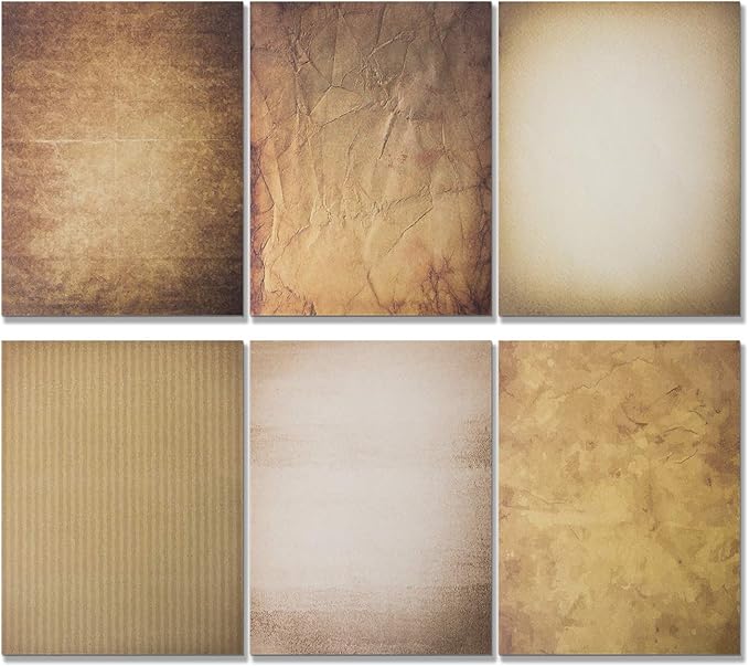 120 Pack Vintage Paper and Envelopes - 60 Sheets of Antique Looking Papers & 60 Antique Style Envelopes - Six Classic Aged Paper Designs - Vintage Printing paper, Vintage Writing Paper, 8.5 x 11 inch