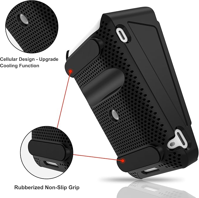 Kailfee Protective Case and Screen Protector*2 for Square Terminal Card Reader - Rubberized Hard Casing with Non-Slip Base and Tempered Glass (Black)