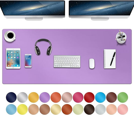 Boutilon Leather Desk Pad 47"x 24" Non-Slip Mouse Pad,Business Desk Pad,Extended Table Protector for Keyboard and Mouse,Desk Writing Pad for Office Home Working Decor (XXXL-Purple)