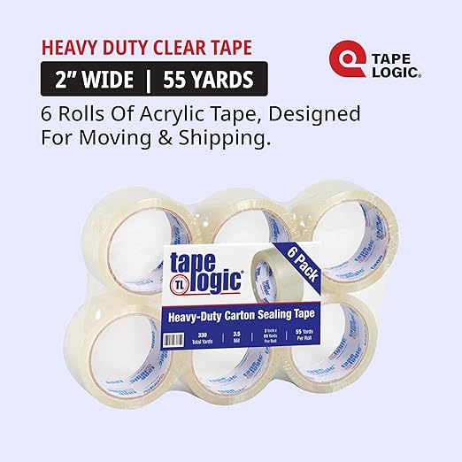 Aviditi Tape Logic 2 Inch x 55 Yard 3.5 Mil Clear, Heavy Duty Acrylic Packing Tape, 6 Pack, Perfect for Packing, Shipping, Moving, Home and Office (T9013506PK)