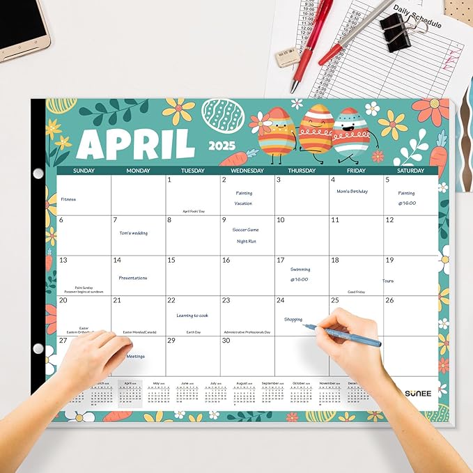 SUNEE 2025 Desk Calendar Large 22x17 from Now to March 2026, Extra Large Desktop Monthly Calendar Pad 18 Months For Teacher or Family, Desk Top, Seasonal