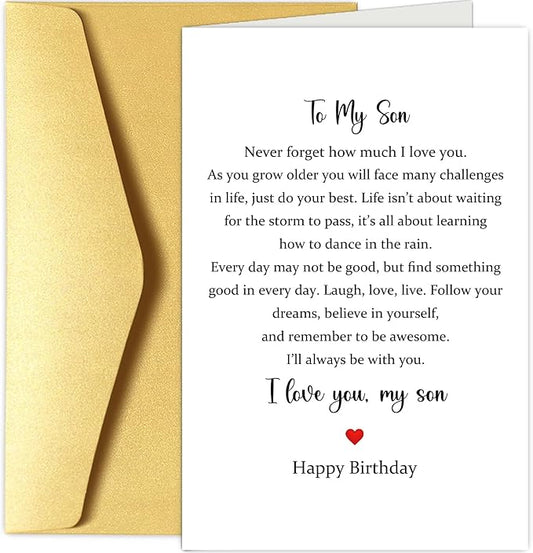 Chenive Sentimental Poem Birthday Card for Son, To My Son How Much I Love You