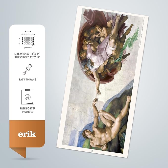 Art Masterpieces Wall Calendar 2025 12" x 12" FSC® Plastic Free - Starts Week On Sunday | Square Wall Calendar | Family Planner Calendar 2025 | Art Calendar 2025