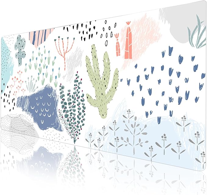 Colorful Star Large Mouse Pad, Waterproof PU Leather Desk Mat for Women Girls, Cute Desk Accessories Minimalist Home Office Decor, Large Deak Pad Kids Desk Organizer Non-Slip Writing Mat 31.5" x 15.7"