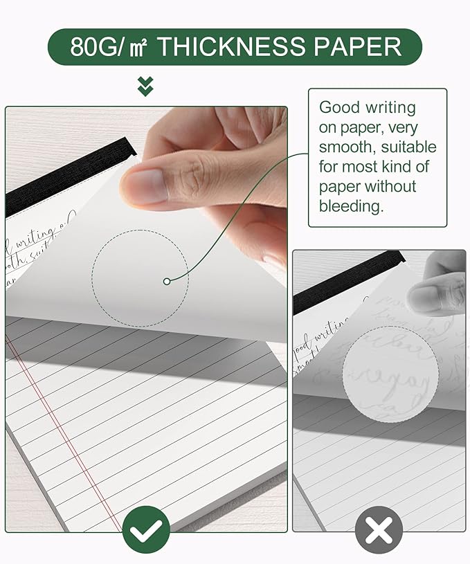 8 Pack Note Pads 4x6 Inch, White Mini Legal Pads, Small Writing Pads, Notepads of College Ruled Paper, Lined Paper Pads, Scratch Pads Mini Notepad for Grocery List, To-Do List, 30 Sheet/Notepad