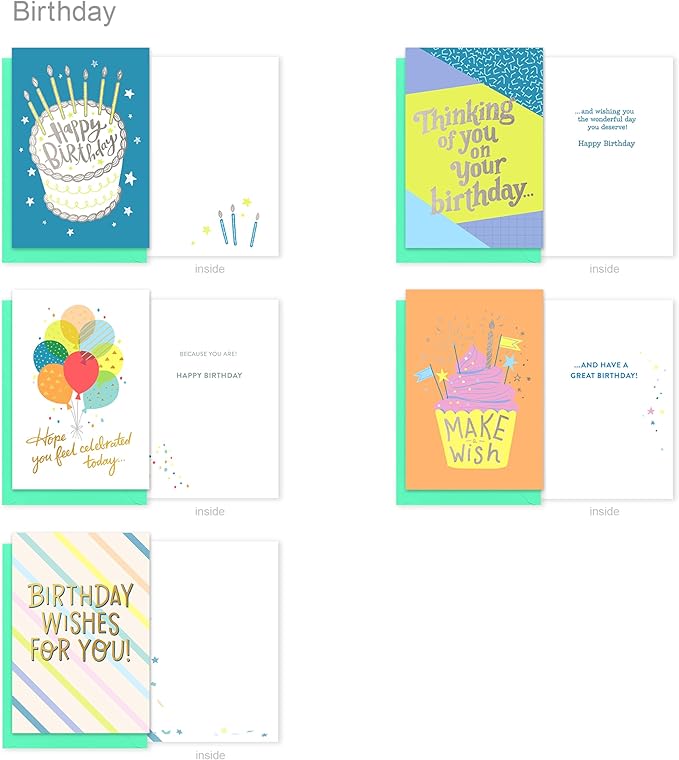 American Greetings 25-Count Birthday Card Assortment with Envelopes, Seals, and Storage Box (Celebrate)