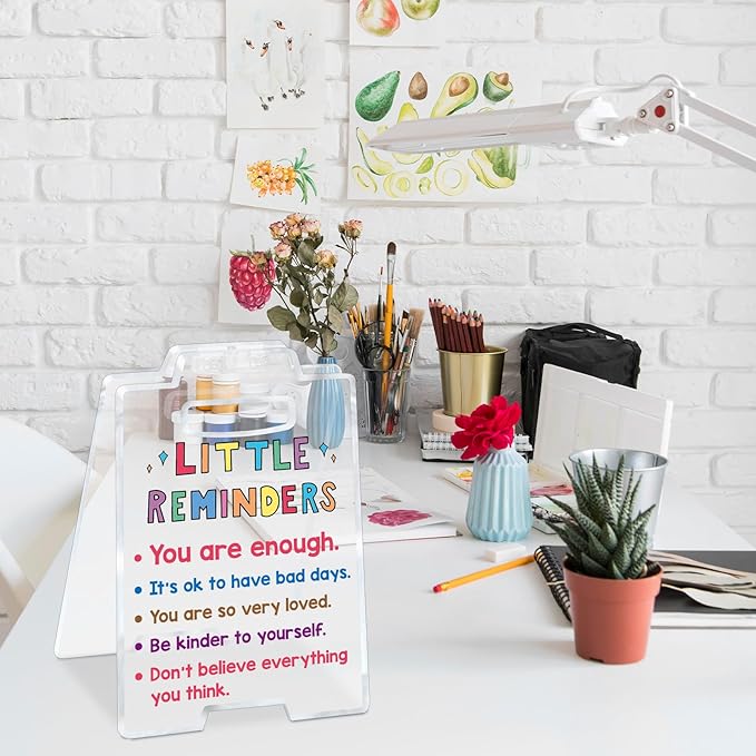 Women Office Workspace Cubicle Decor Office Desk Accessories Teacher Counselor Office Essential Little Reminders You Are Enough Mental Health Coworker Associates Christmas Inspirational Gift Clear