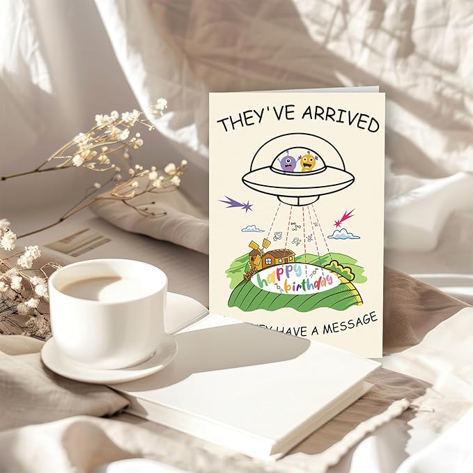 Cute Alien Themed Birthday Card Gift for Him, Her, Women Men, Husband, Wife, Boyfriend, Girlfriend, Son, Daughter – Fun Gift for Sci- Fi Lovers and Humor Enthusiasts