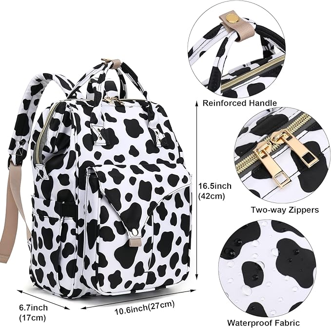 Cow Print Laptop Backpack College School Backpack Bookbags Nurse Backpacks Travel Bags Casual Daypacks for Women Girls Fits 15.6 Inch Notebook
