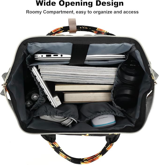 Sunflower Laptop Backpack College School Backpack Bookbags Nurse Backpacks Travel Bags Casual Daypacks for Women Girls Fits 15.6 Inch Notebook