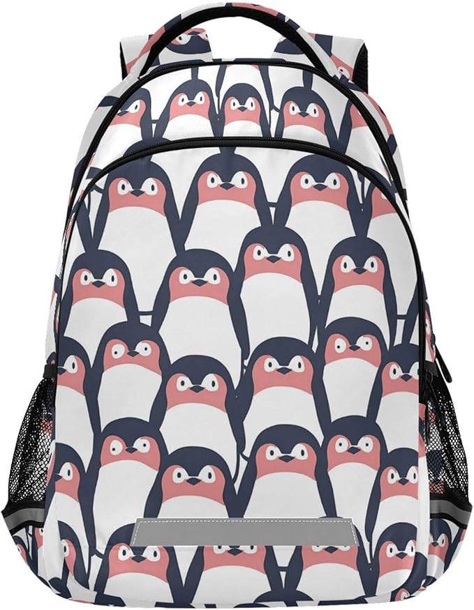 MNSRUU Laptop Backpack with Chest Strap, Cute Penguin School Backpack, Travel Hiking Backpack for Boys Girls Teen Adult, Rucksack, Knapsack