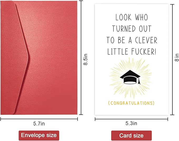 SuperShunhu Funny Graduation Card for Him Her, Graduation Gifts for University, College, PHD, Law School or More, Humorous Congrats Grad Card