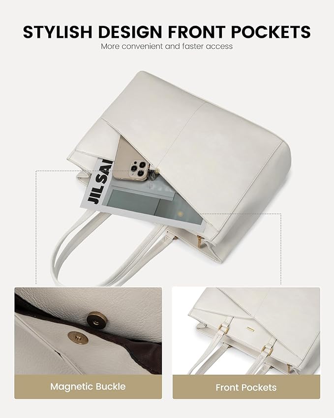 LOVEVOOK Laptop Bag for Women,15.6 Inch Laptop Tote Bag for Women,Vintage Leather Work Tote Bags Computer Teacher Bag,Waterproof Business Bag Office Briefcase