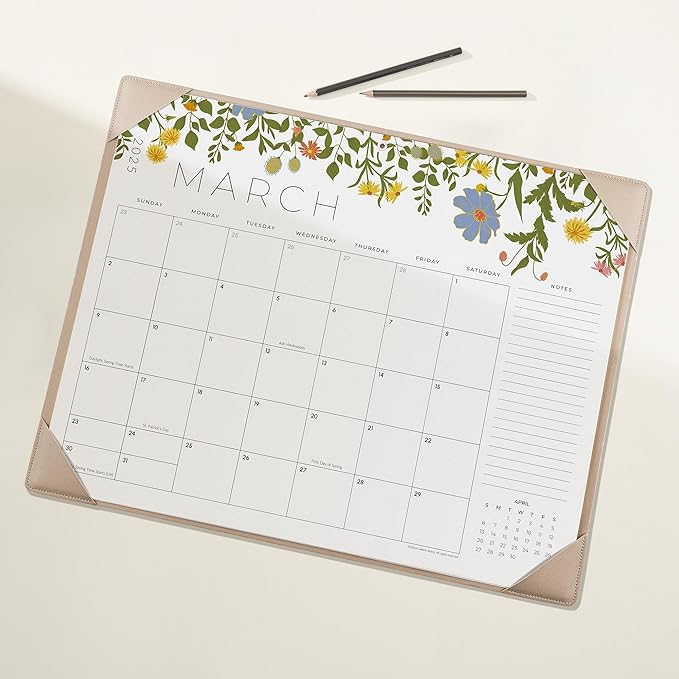 Desk Calendar 2025-2026 with Desktop Mat, Cabbrix Large Desk Pad Calendar 22 x 17 Inch Cover 18 Months Runs From January 2025 to June 2026, Floral Design Calendar 2025 for Home School and Office (Floral)