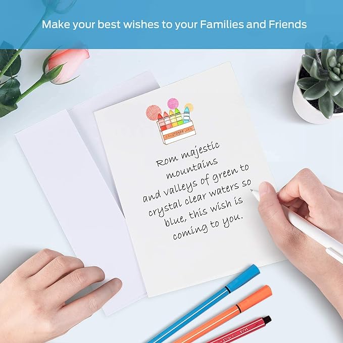 Blank White Cards and Envelopes 100 Pack, Ohuhu 4 x 6 Heavyweight Folded Cardstock and A4 Envelopes for DIY Greeting Cards, Wedding, Birthday, Invitations, Thank You Cards & All Occasion