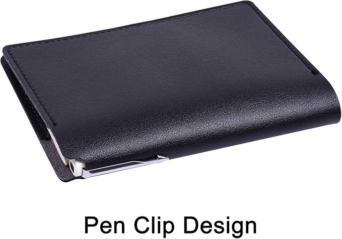 Wisdompro Journal Cover, 2 Pack PU Leather Notebook Cover for Field Notes, or other 3.5" x 5.5" Pocket Notebooks - Black
