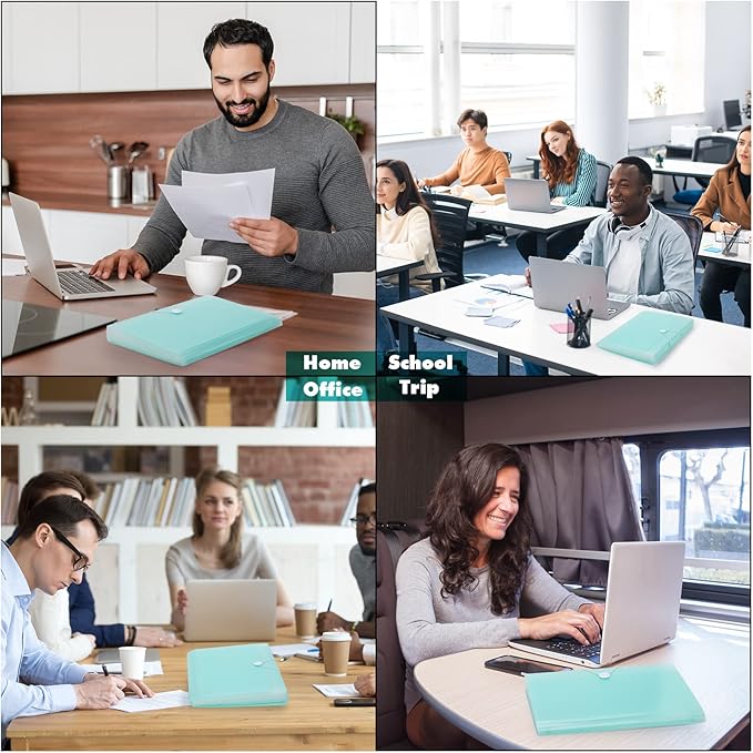 Expanding File Folder A4,13 Pockets File Organiser with Colored Tags, Paperwork A4 Plastic Wallet Document Storage Expander for School,Office and Home, Light Green