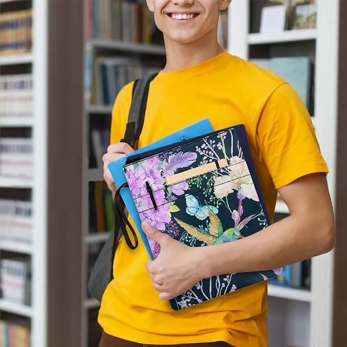 COEQINE 9x11 Book Sleeves Book Covers Portable Hummingbirds Aesthetic Zippered Book Cover Case with Pen Holder for Travel Accessories