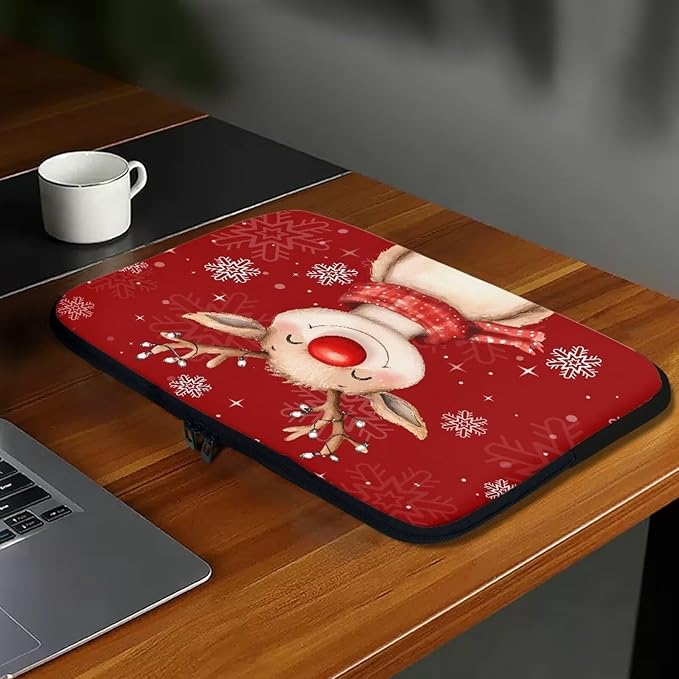 Cute Deer Laptop Sleeve for Women 12 inch Laptop Protector with Multiple Uses Computer Carrying Case Portable Tablet Bag Lap Top Case Christmas Laptop Protector