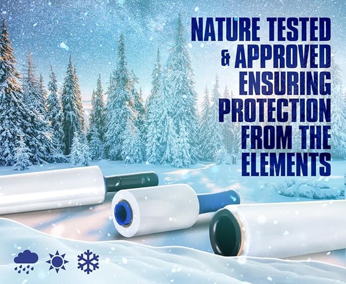 80 Gauge Plastic Stretch Film/Wrap with Tension Handles 1200ft 500% Stretch Clear Cling Durable Adhering Packing Moving Packaging Heavy Duty Shrink Film (18", 1)