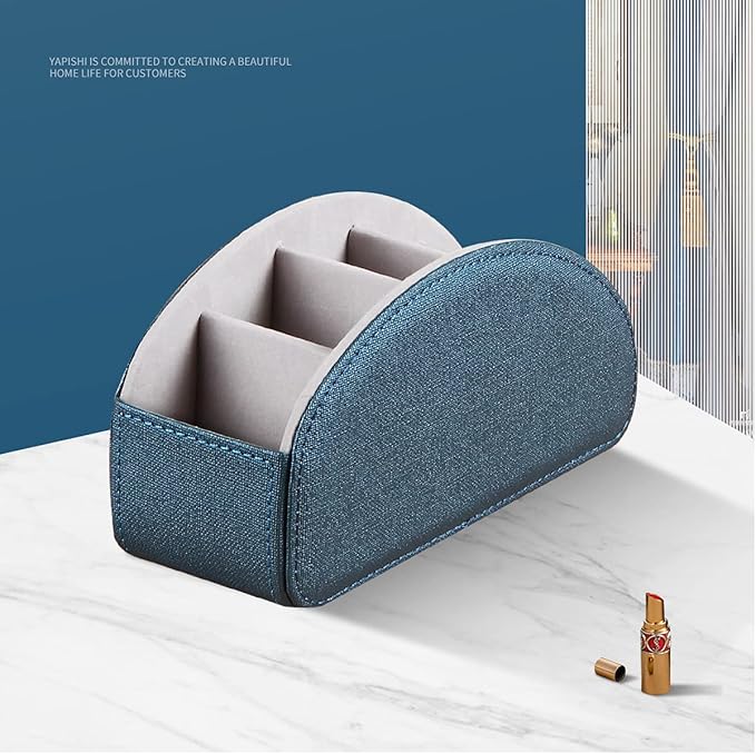 Remote Control Holder Leather TV Remote Caddy for Table, 5 Compartments Nightstand Organizer for Bedroom Accessories/Bedside Remotes/Media Controllers/Office Supplies, Decorations for Living Room