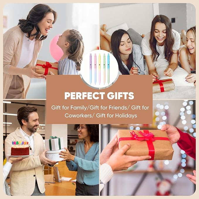 Birthday Gifts for Women, Easter Gifts for 4-12 Year Old Girl, Gel Pens, Teen Girl Easter Basket Stuffers, Preppy Stuff, Black Ink Pens for Journaling, Valentines Gifts for Teens, (5 Pcs Gradient)