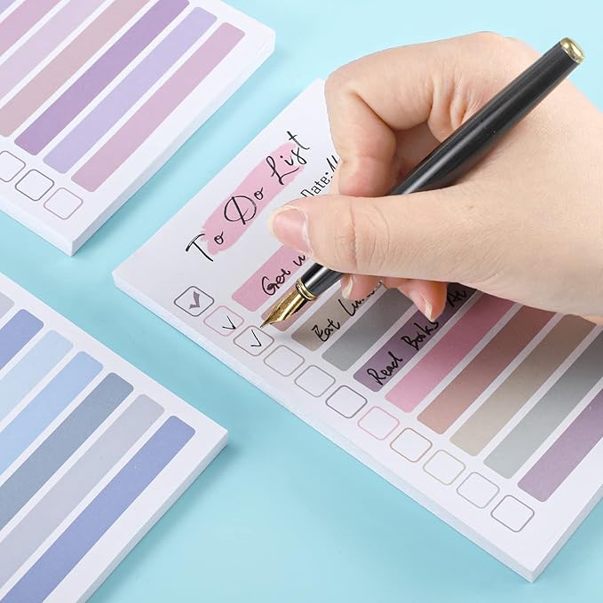 4 Packs to Do List Sticky Notes 4 x 6 Inches to Do Sticky Notes with Line, Adhesive to Do List Checklist Notepad Portable Planner for Home Office Supplies