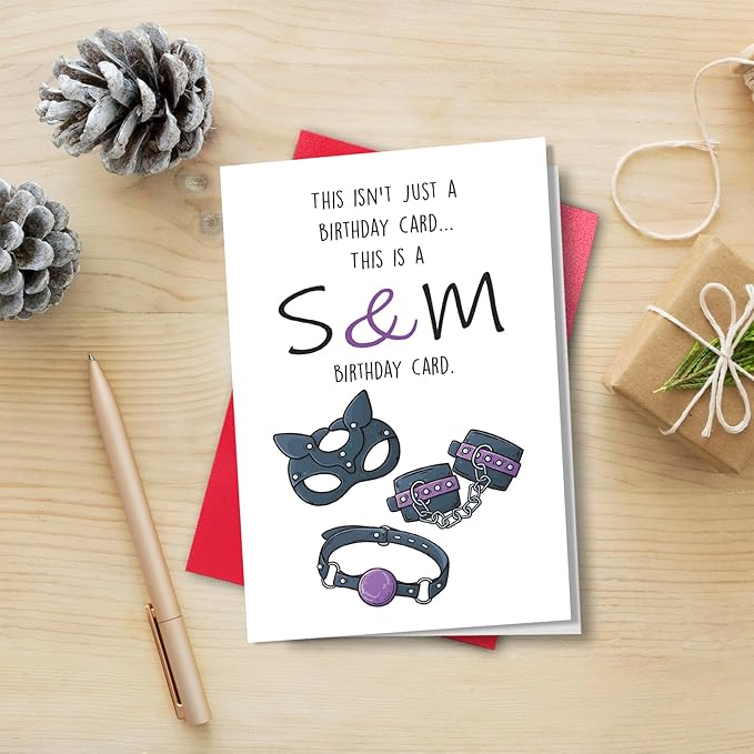 Cat Mask Birthday Card for Him Her, Cheek Birthday Card for Boyfriend Girlfriend, Funny Sm Birthday Card