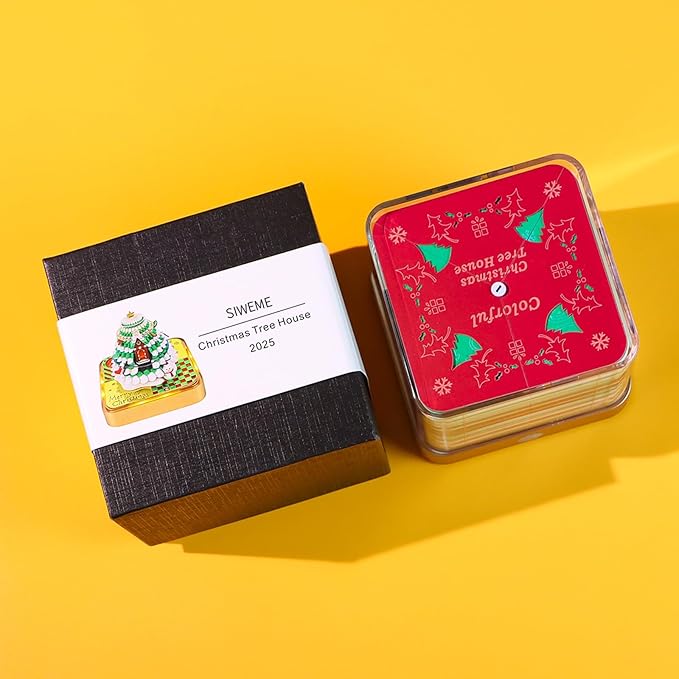 Time Piece Calendar, 3D Art Calendar Memo Pad 2025 Creative Desk Calendar with Light,Christmas Tree Rip Away Paper Carving Memo Pad Art Notepad Decorative Gifts