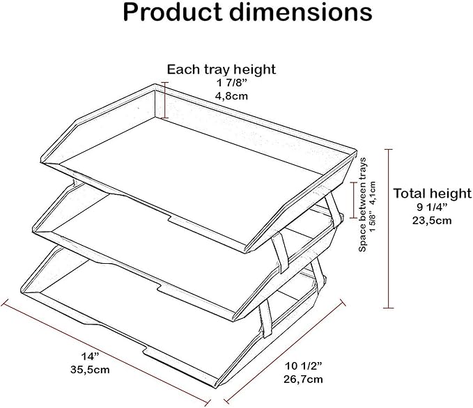 Acrimet 3 Tier Side Load Letter Tray Facility, Desktop File Organizer, A4 Letter Size Paper Organizer, Minimalist Storage Solution Paper Tray for Office, Home, Classroom (Plastic, Clear Pink Color)
