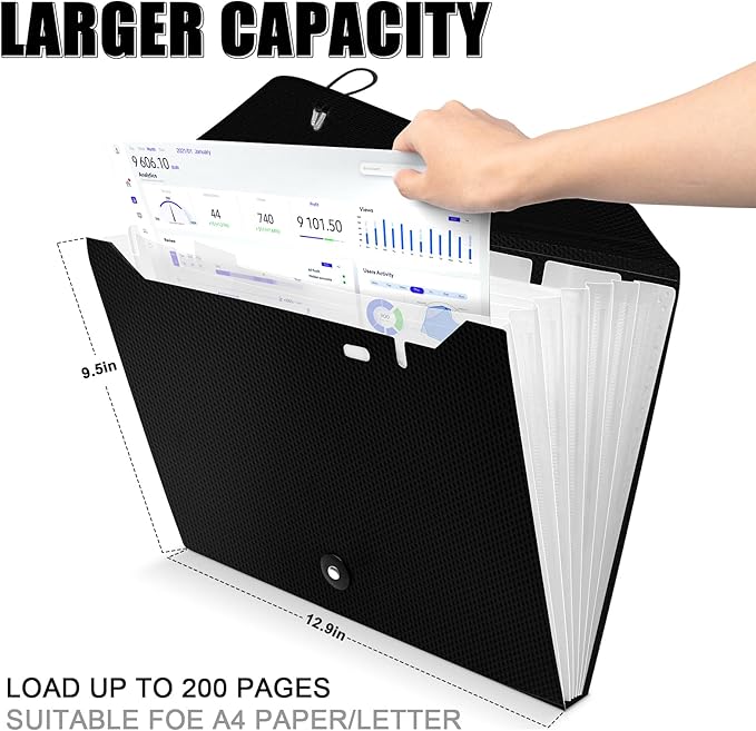 Nicecho Expanding File Folder, 7 Pockets Accordion File Organizer, A4 Letter Size Paper Document Receipt Organizer Accordian Filing Folder for Classroom, Home, Office and Travel