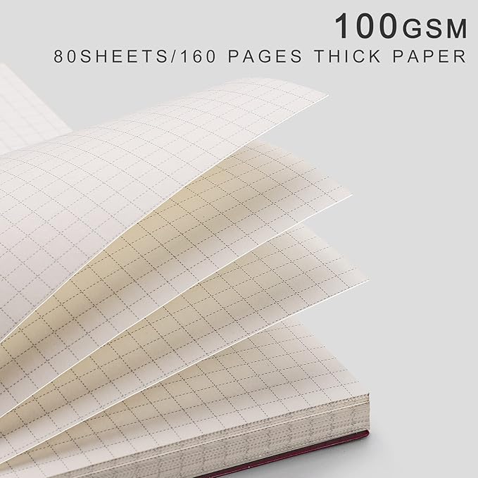 EMSHOI Graph Paper Spiral Notebook 5.7" x 8.22" - 4 Pack 640 Pages 100gsm Thick Grid Paper, A5 Graph Paper Notebook, Plastic Hardcover Journals for Writing Engineering Graphing Work School Supplies