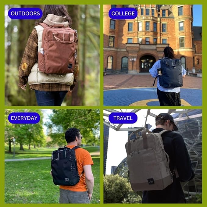 Skyway Luggage Rainier Deluxe Backpack, Eco-Friendly, Made of 100% rPET Travel Laptop Bag for Women & Men, Flight Approved Carry On Bag, 17L, Zion Gray