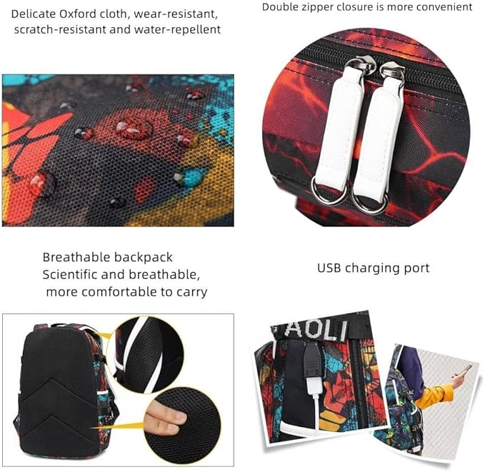 Soccer Superstar M-essi-10 Multifunctional Laptop Backpack Teenage Travel Backpack Fans Schoolbag (E)