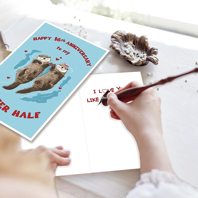 Funny 16th Anniversary Card,16 Years Wedding Anniversary Card,Gifts for Him Her 16th Anniversary Card,Romantic Anniversary Card for Women Men