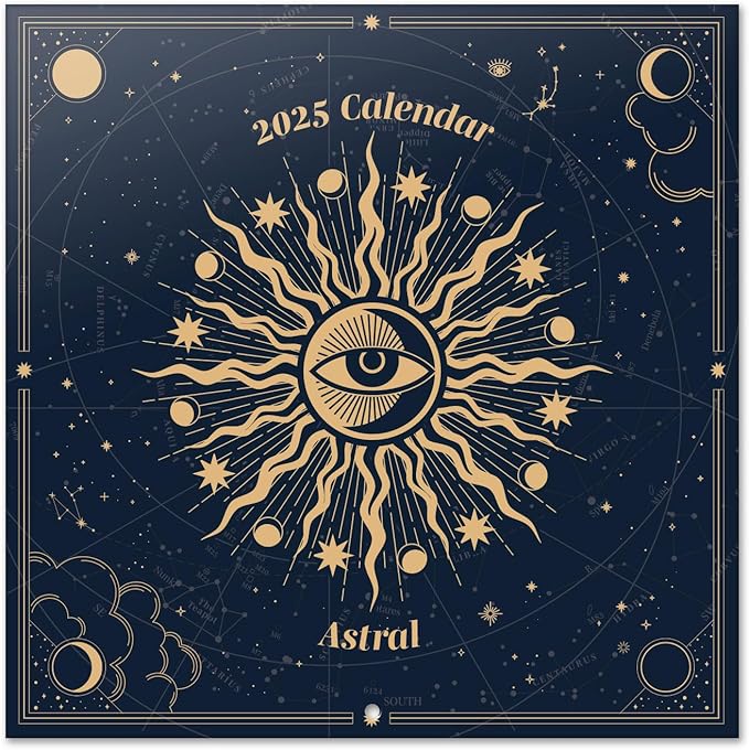Astral Wall Calendar 2025 12" x 12" FSC® Plastic Free - Starts Week On Sunday | Square Wall Calendar | Family Planner Calendar 2025 | Astrological Calendar 2025