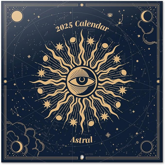 Astral Wall Calendar 2025 12" x 12" FSC® Plastic Free - Starts Week On Sunday | Square Wall Calendar | Family Planner Calendar 2025 | Astrological Calendar 2025