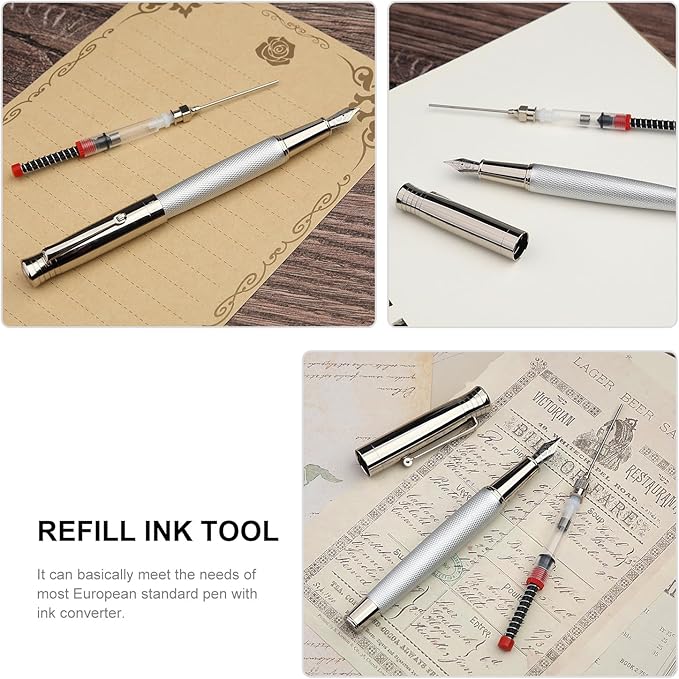 GC QUILL Fancy Fountain Pen Set – Fine and Medium Nibs, 18 Ink Cartridges, Ink Converter, Syringe Filler, Luxury Pen Gift for Men Women, Nice Pen for Writing Journaling – MU-14