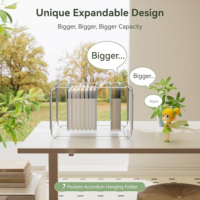 Wheat Straw Expanding Hanging File Folders,1.2" Accordion Pockets File Organizer, Large Capacity, Letter Size for Filing Cabinet, 100% BPA Free, Return to Nature, Healthy Living- Wheat Yellow