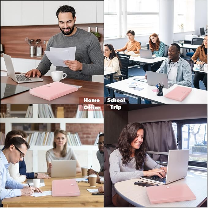 Expanding File Folder A4,13 Pockets File Organiser with Colored Tags, Paperwork A4 Plastic Wallet Document Storage Expander for School,Office and Home, Pink