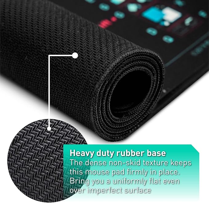 Windows, Office, Excel, Adobe Photoshop Shortcut Keys Extended Large Mouse Pad | Gaming Desk Mat for PC. Stitched Edge Non-Slip Base Mousepad, Keyboard Mat