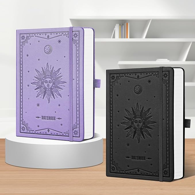 EMSHOI Blank Notebook Journal - 320 Pages, 100gsm Thick Paper, A5 Hardcover Leather, Art Sketchbook for Drawing, Unlined, Plain Sketch Book for Women Men Work Writing, 5.75 x 8.38, Light Purple