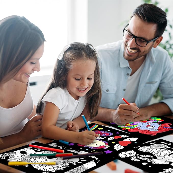 Zhanmai 48 Pcs Little Horse Velvet Coloring Posters for Kids Fuzzy Felt Coloring Sheets Pages DIY Craft Project for Adults Family Time to Color and Share