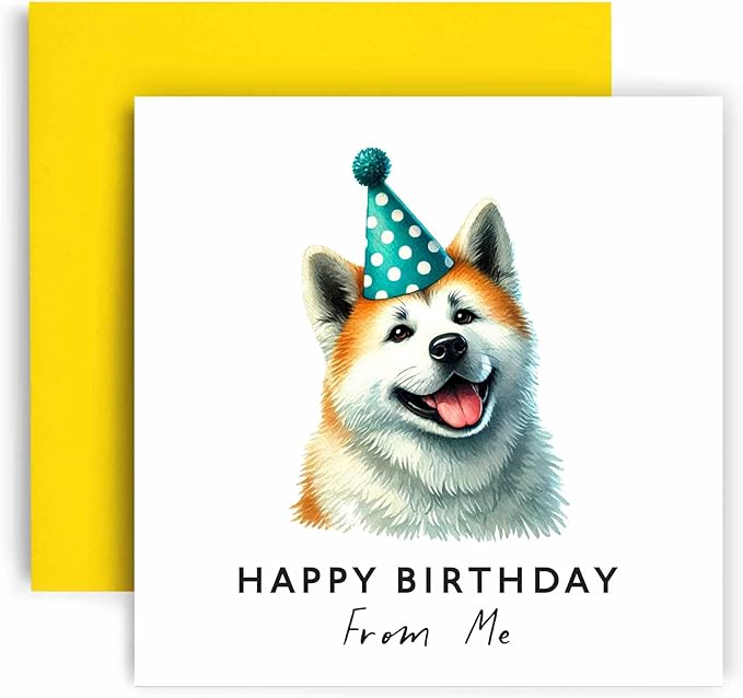 Huxters Birthday Card from the Dog – Akita - Happy Birthday to Dog Mum and Dog Dad – Birthday Card from the Dog to Friends Family First Birthday (Akita)