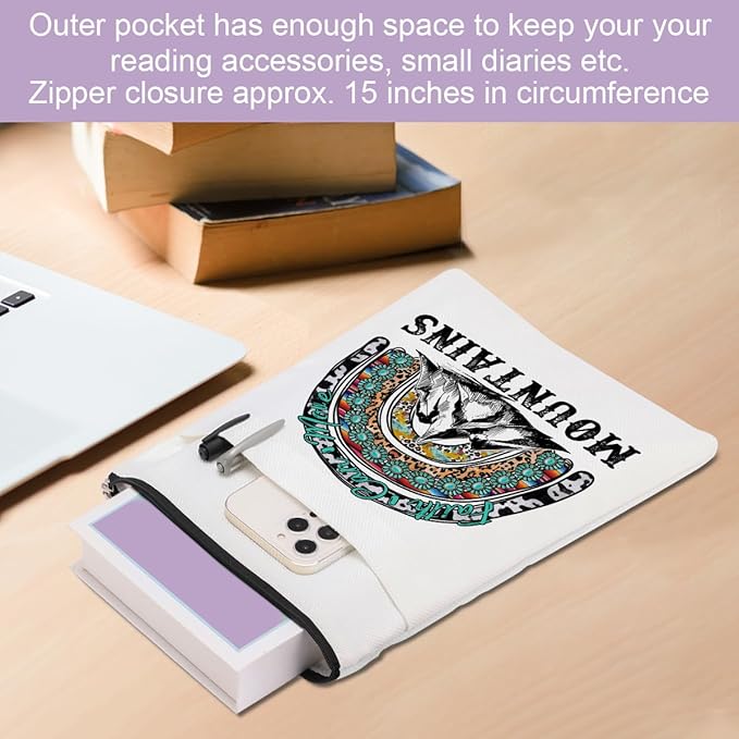 Inspirational Western Faith Christian Gifts Book Sleeve Book Cover Religious Cowgirl Accessories for Women Grandma Friend Graduation Christmas Birthday Book Lovers Gifts Book Protector with Zipper