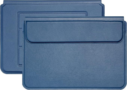 Megoo 13" Laptop Case Sleeve Compatible with Microsoft Surface Laptop 6 13.5", MacBook Air/Pro, Samsung Galaxy Book/Chromebook 13.3” PU Leather Carry Stand Case for 13" 14" Tablet Chromebook(Blue)