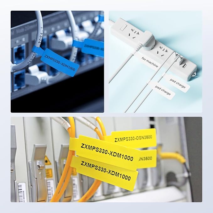 NIIMBOT White Cable Labels Maker Tape for D11/D110/D101 Label Maker, 0.49'' x 4.29'' -65 Tapes/Roll, Thermal Label Tape for Home Office Labeling Tape Replacement