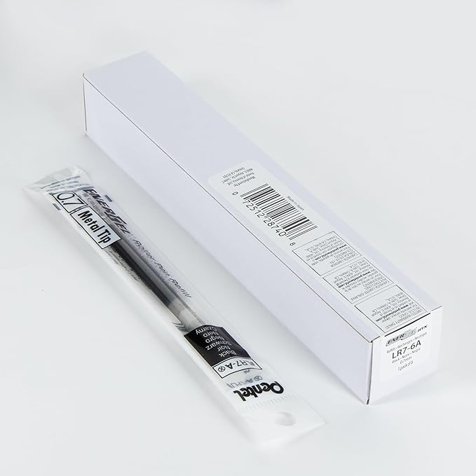 Pentel Refill Ink - For EnerGel Gel Pen, 0.7mm Metal Tip, Medium, Black Ink, Pack of 6 Refills (LR7-6A)