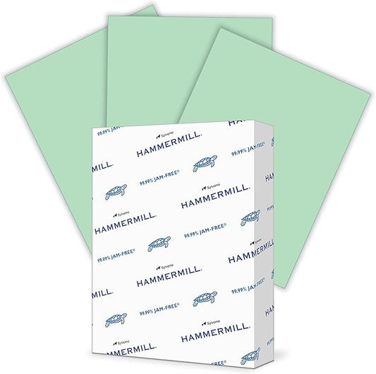 Hammermill Colored Paper, 24 lb Green Printer Paper, 8.5 x 11-1 Ream (500 Sheets) - Made in the USA, Pastel Paper, 104380R