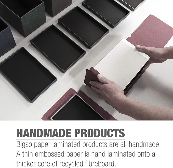 Bigso Oskar Fiberboard Label Frame Document Letter Box | File Organizer Document Box for Important Paperwork | Document Storage Box with a Lid & Label Window | 3.3″x10.2″x13.8″ | 3 Pack | Dark Grey